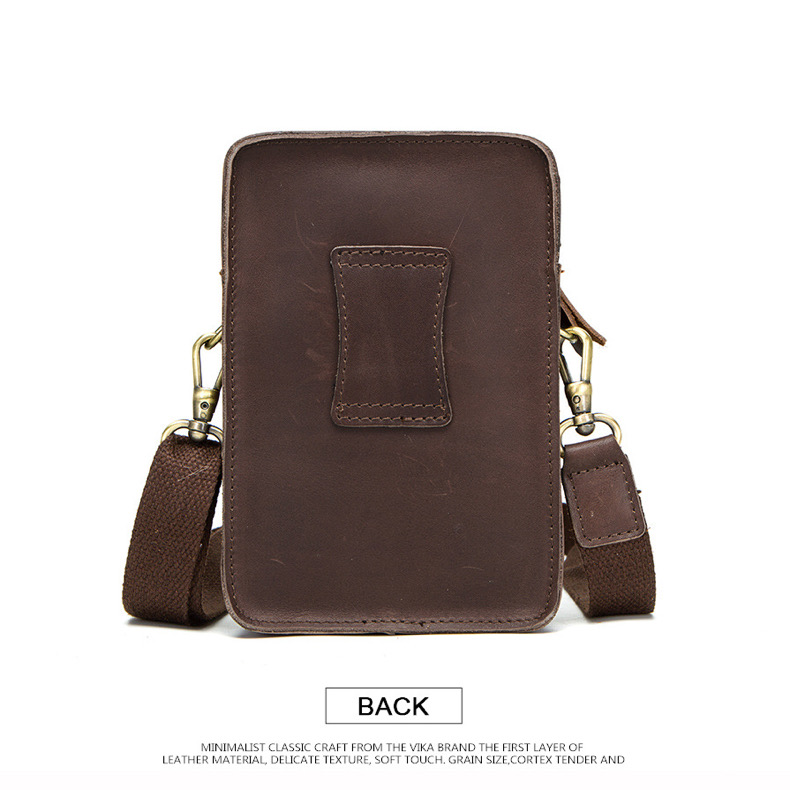 For You Leather LB27 กระเป๋าคาดเข็มขัด กระเป๋าใส่มือถือ กระเป๋าสะพายข้าง ใบเล็ก หนังแท้ (กาแฟ) LB27