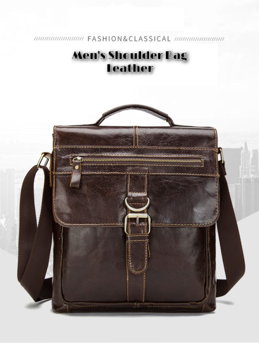 For You Leather LB10 กระเป๋าสะพายข้าง ผู้ชาย หนังแท้ มีหูจับ ขนาดใหญ่ ใส่เอกสาร A4 ได้ ช่องใส่ของเยอะ LB10