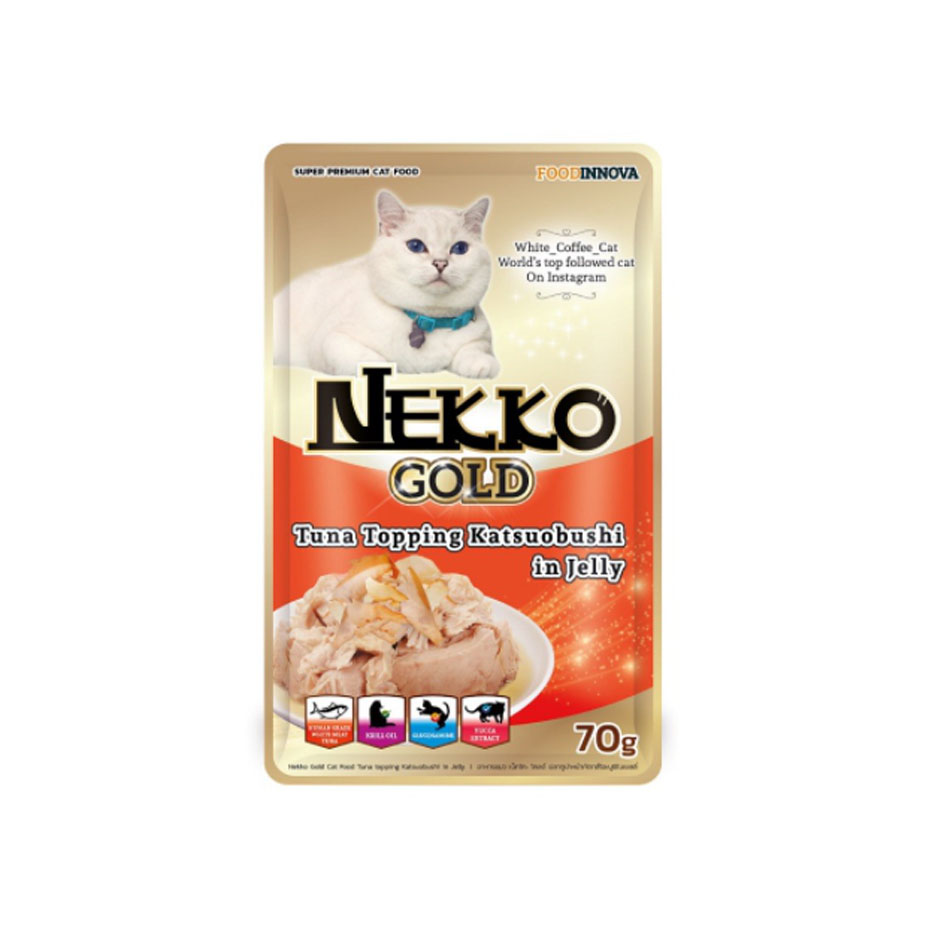 Nekko Gold NP30 Tuna Topping Katsuobishi in Jelly 70 g. #ส้ม