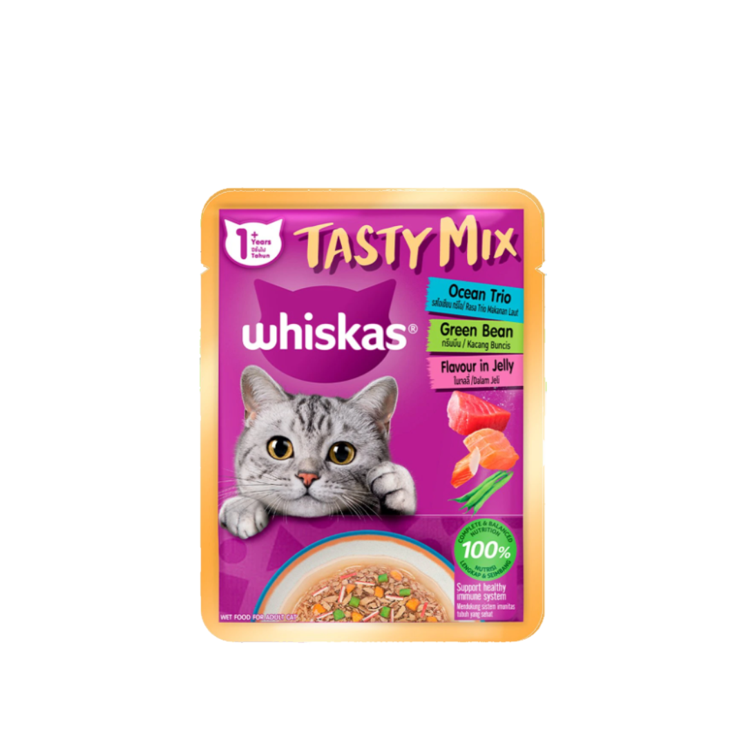 W/K Tasty Mix TJ4 โอเชี่ยน ทรีโอ+ถั่วเขียวในเจลลี่ 70g.(ฟ้า)