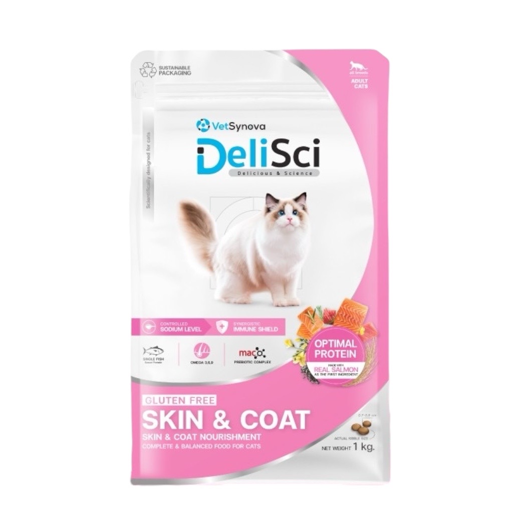 DeliSci - Skin&Coat Cat Dry 1Kg (บำรุงขน)