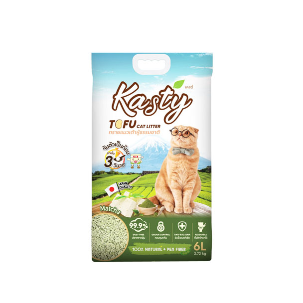Kasty Matcha ทรายเต้าหู้กลิ่นชาเขียว 6 ลิตร 2.72 Kg.