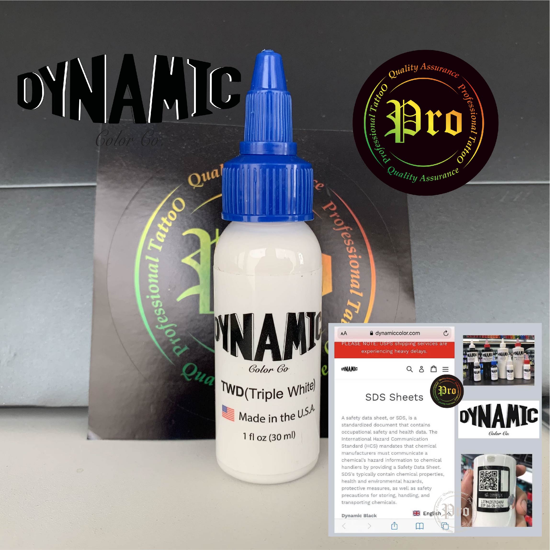 DYNAMIC DYNAMIC Color INK 8oz , 1oz หมึกสักไดนามิค ขนาด 8 ออนซ์ และ ขนาด 1 ออนซ์ TRIPLE BLACK ,Black , White 8oz , 1oz