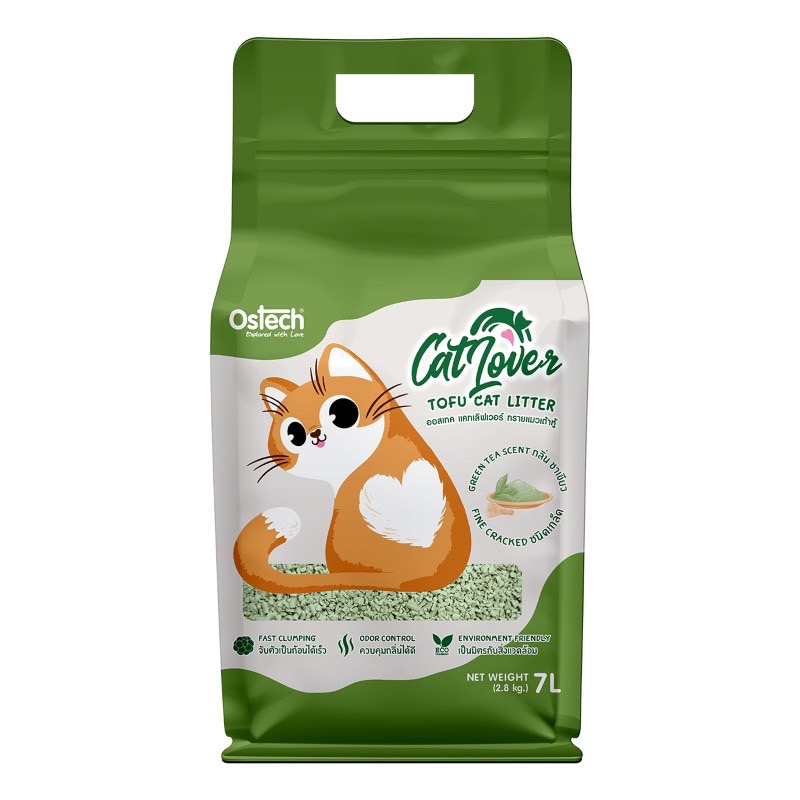 OT Cat Lover ทรายเกล็ดเต้าหู้ กลิ่นชาเขียว 7 ลิตร 2.8 Kg