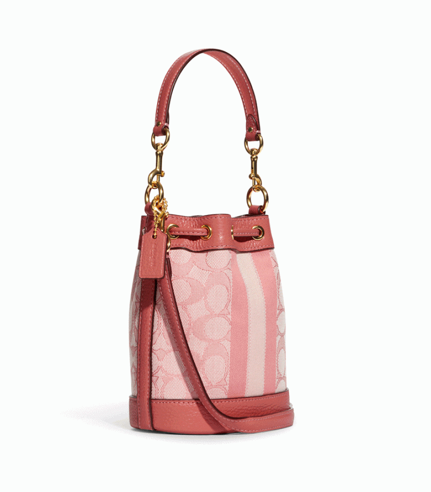 กระเป๋าสะพายข้าง COACH C8322 MINI DEMPSEY BUCKET BAG IN SIGNATURE JACQUARD WITH STRIPE AND COACH PATCH (IMRRJ)[C8322IMRRJ]