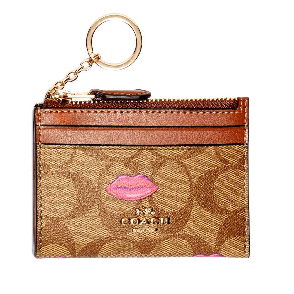 COACH C2922 MINI SKINNY ID CASE INSIGNATURE CANVAS WITH LIPS PRINT (IMS5U) [C2922IMS5U-MA]