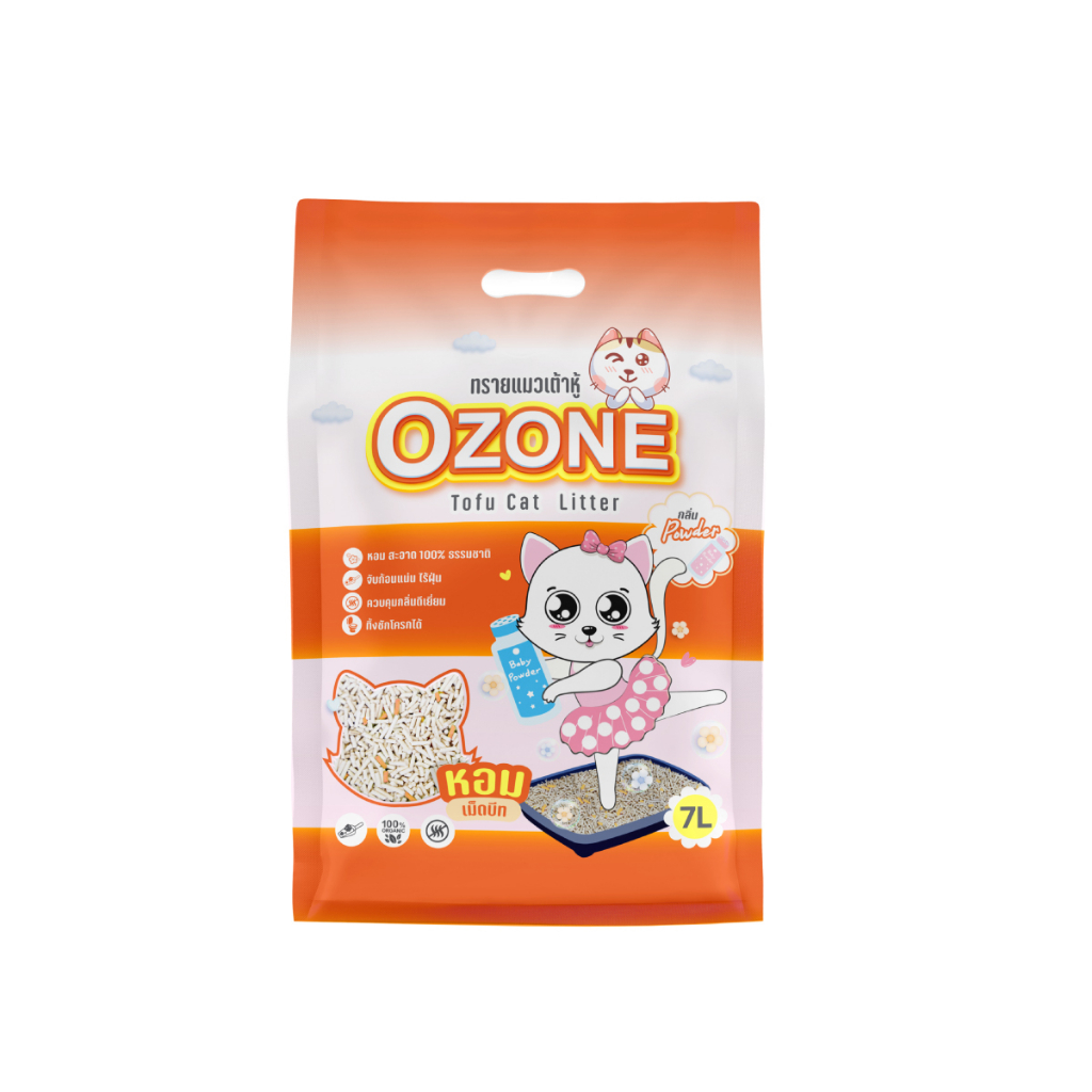 Ozone ทรายเต้าหู้กลิ่นแป้งเด็ก 7 ลิตร