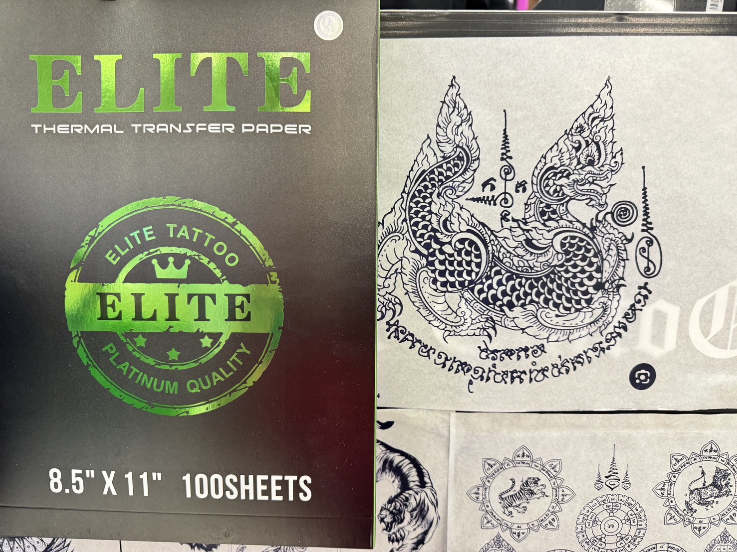 ELITE กระดาษลอกลาย ELITE THERMAL TRANSFER PAPER - BOX OF 100 SHEETS Size : 8.5"X11"กระดาษลอกลายแบบฟิล์มใช้กับเครื่องปริ์นเตอร์
