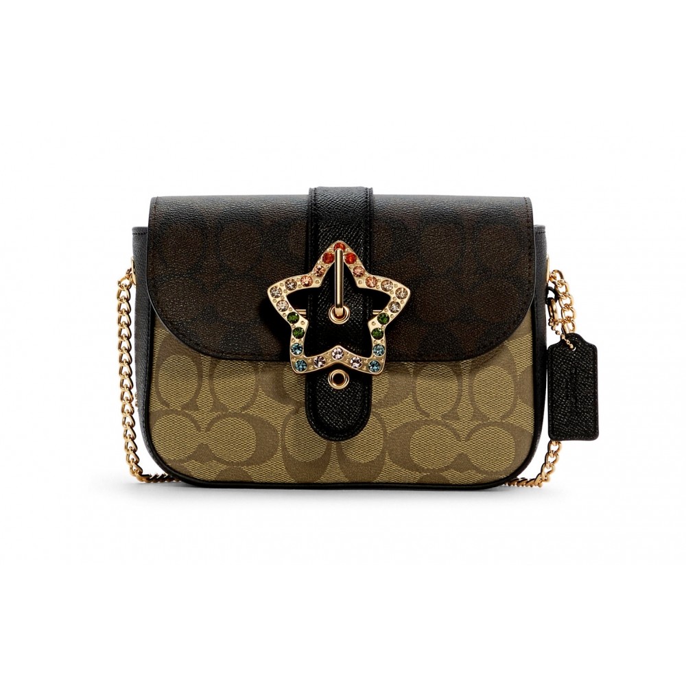 กระเป๋าสะพายข้าง COACH C7013 GEMMA CROSSBODY IN BLOCKED SIGNATURE CANVAS WITH STAR BUCKLE (IMNOX)