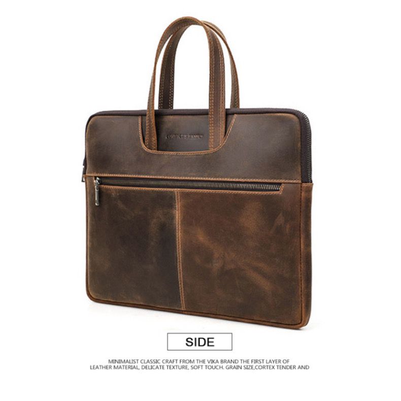 For You Leather LB58 กระเป๋าถือหนังแท้ กระเป๋าโน๊ตบุ๊ค กระเป๋า MacBook/Laptop ขนาด 16" (น้ำตาล) LB58