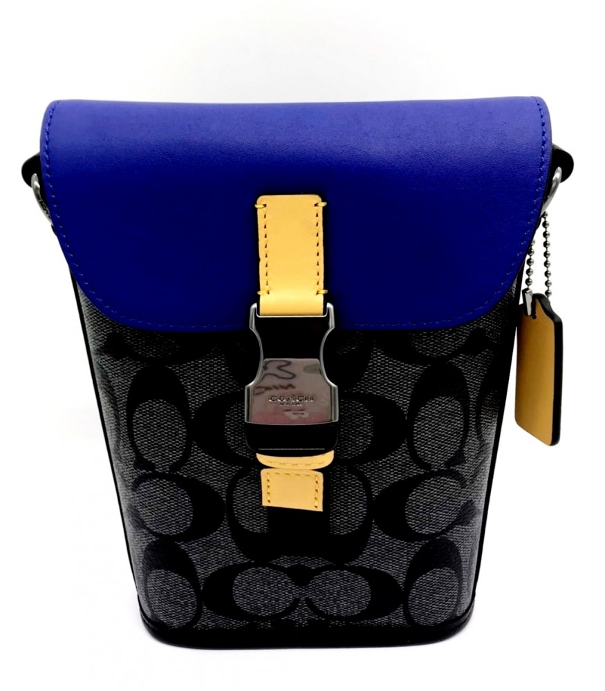 กระเป๋าสะพาย COACH C6845 TRACK SMALL FLAP CROSSBODY IN COLORBLOCK SIGNATURE CANVAS (QBPEM)[C6845QBPEM]