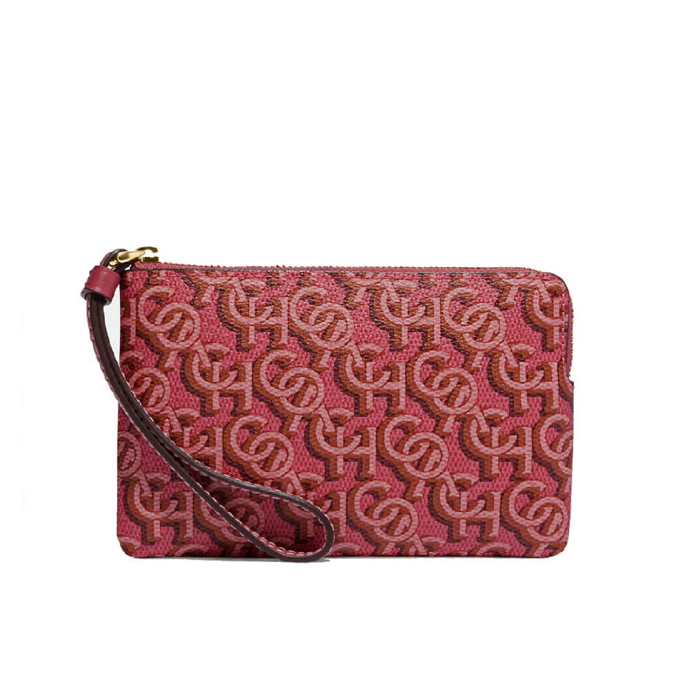กระเป๋าคล้องมือ COACH CF548 CORNER ZIP WRISTLET WITH SIGNATURE MONOGRAM PRINT (IMROU) [CF548IMROU]