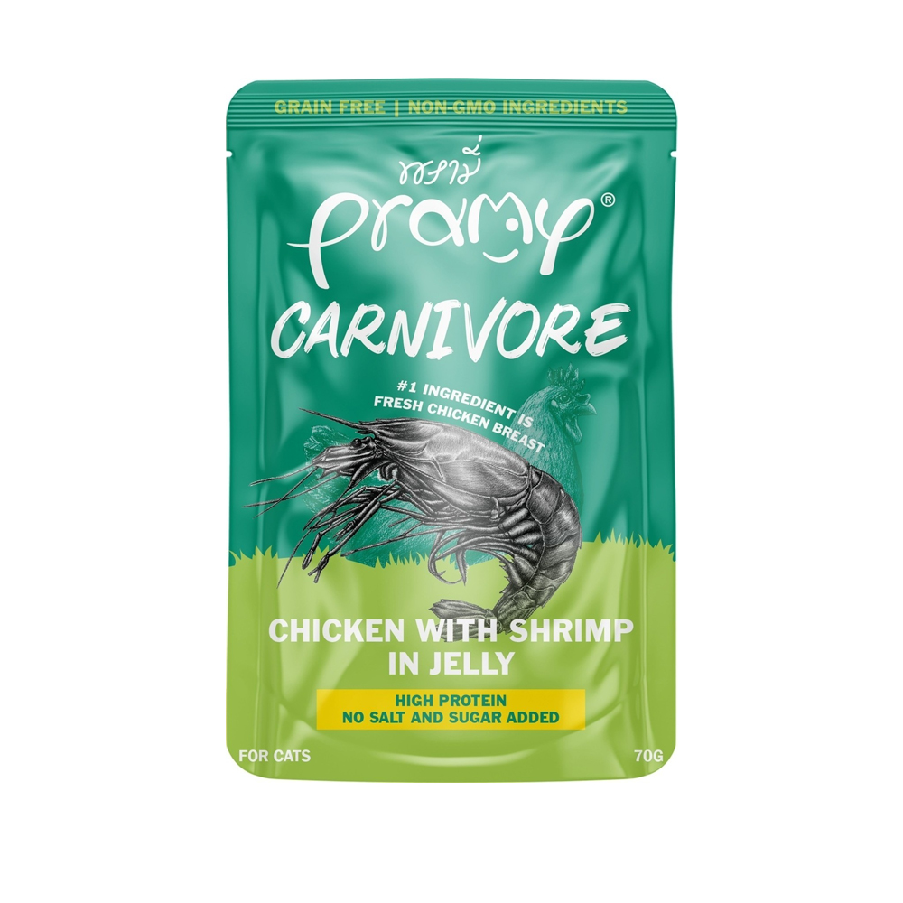 Pramy Carnivore CV7 ไก่กับกุ้งในเจลลี่ 70g