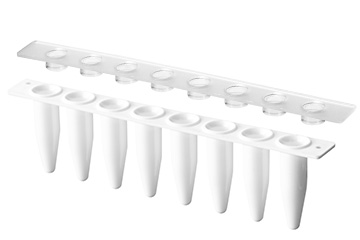 หลอดพีซีอาร์ 8-strip 0.2ml PCR สีขาวพร้อมฝาปิด (120 strips)