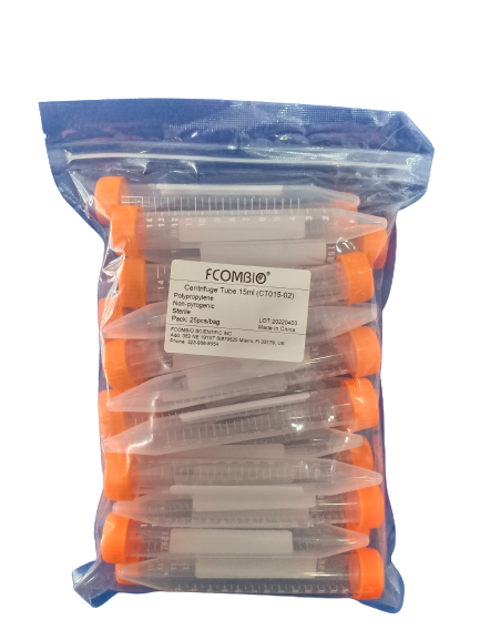 หลอดเซ็นติฟิวส์พลาสติก 15 ml Sterile, DNAse free, RNase free "FCOMBIO" (25 หลอด)
