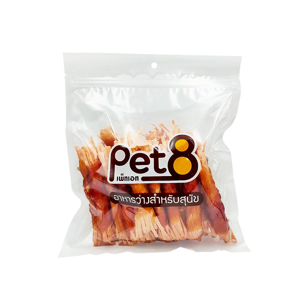 Pet8 JJA61 ไก่พันปลาเส้นส้ม 350 g.