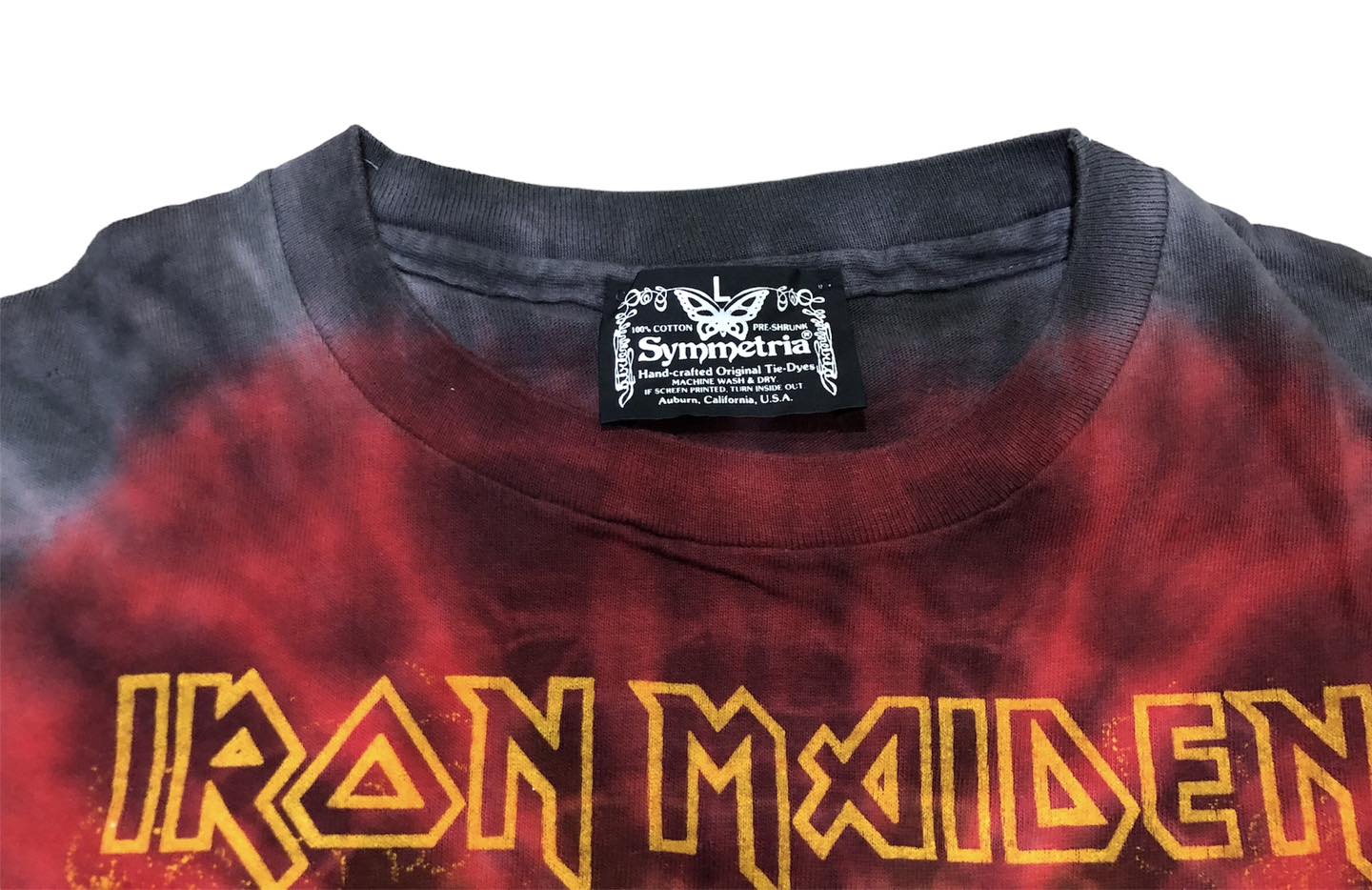 เสื้อวง Iron Maiden Somewhere Back In Time มัดย้อม ปี 1987 ป้ายผีเสื้อ Symmetria หายาก Size Lสินค้าลิขสิทธิ์แท้ 100%