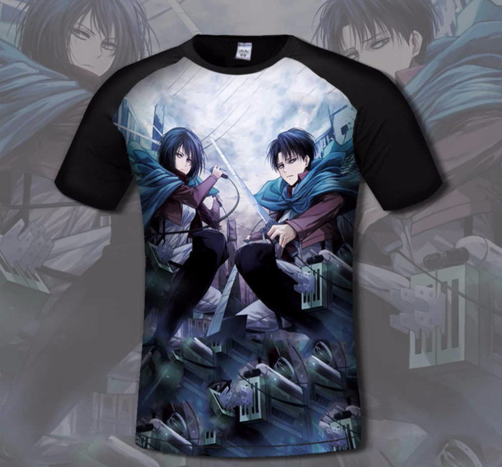 Attack On Titan - เสื้อยืด 3D Vol.3 ลาย Mikasa & Levi