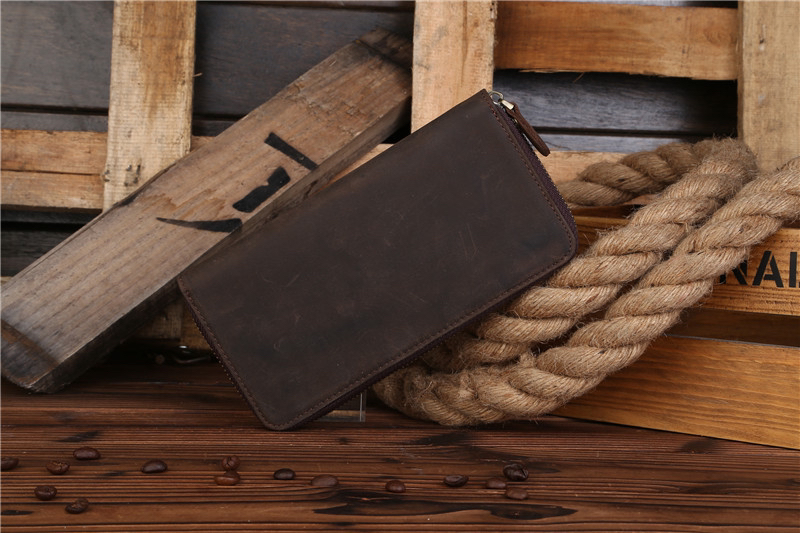 For You Leather WL11 กระเป๋าสตางค์ ผู้ชาย ใบยาว หนังแท้ แบบซิบ WL11