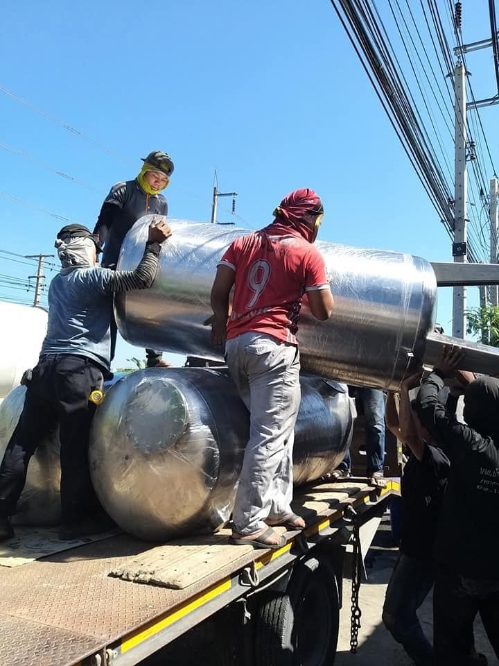 ถังกรองสแตนเลส 48 นิ้ว สูง 150 ซม. เส้นผ่าศูนย์กลาง 120 ซม. หนา 3 มม.