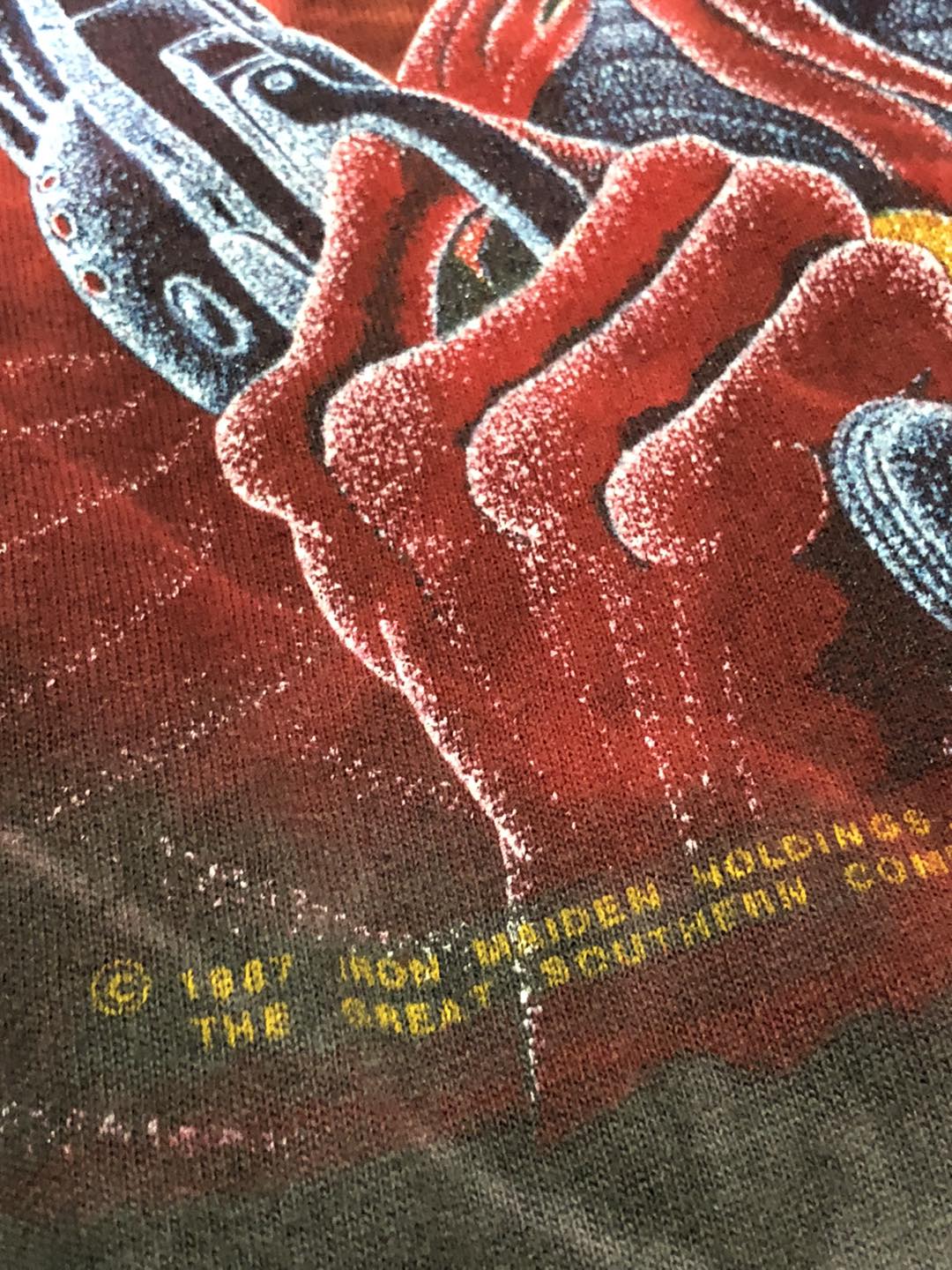 เสื้อวง Iron Maiden Somewhere Back In Time มัดย้อม ปี 1987 ป้ายผีเสื้อ Symmetria หายาก Size Lสินค้าลิขสิทธิ์แท้ 100%