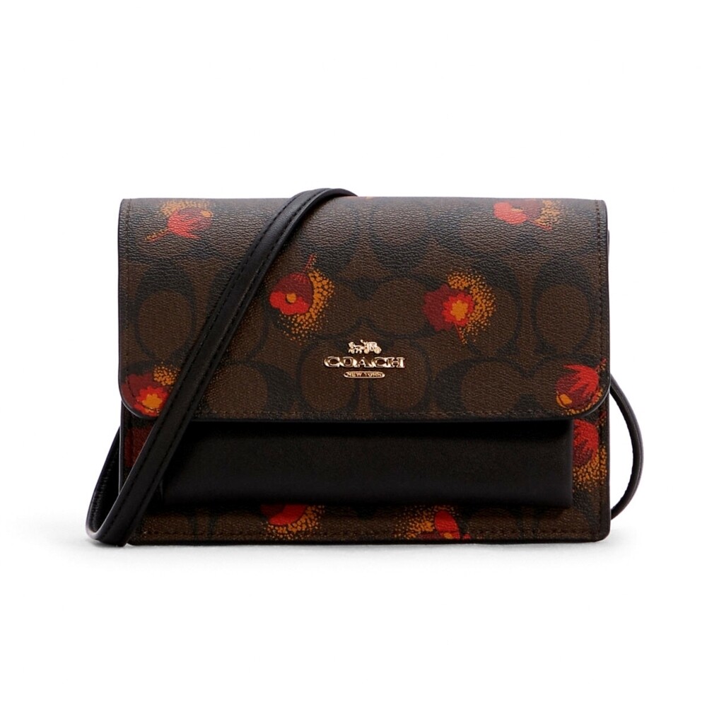 กระเป๋าสะพายข้าง COACH C6040 FOLDOVER BELT BAG IN SIGNATURE CANVAS WITH POP FLORAL PRINT (IMOSN) [C6040IMOSN-MA]
