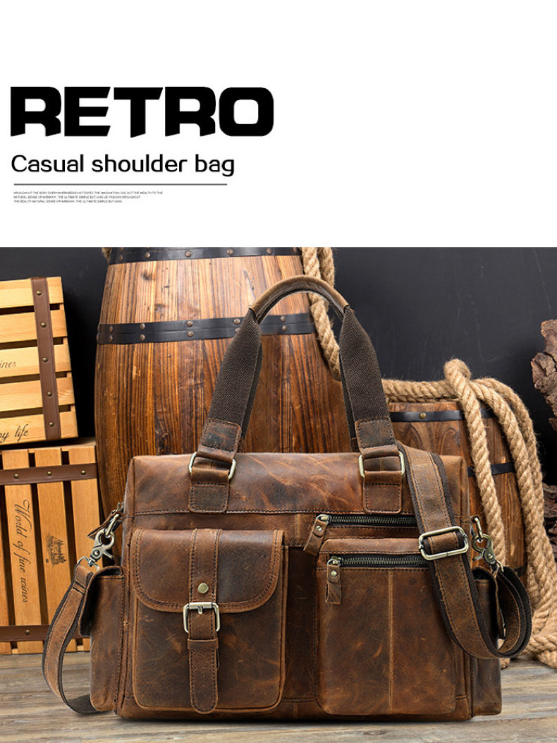 For You Leather LB55 กระเป๋าถือผู้ชาย กระเป๋าใส่เอกสาร แล็ปท็อป กระเป๋าท่องเที่ยว หนังแท้พรีเมียม พร้อมสายสะพายหนัง (น้ำตาล) LB55