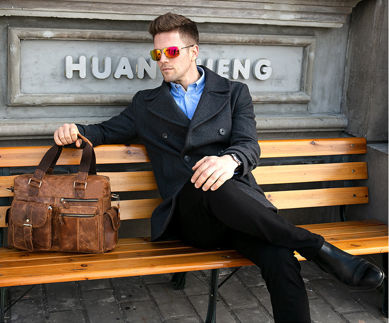 For You Leather LB55 กระเป๋าถือผู้ชาย กระเป๋าใส่เอกสาร แล็ปท็อป กระเป๋าท่องเที่ยว หนังแท้พรีเมียม พร้อมสายสะพายหนัง (น้ำตาล) LB55