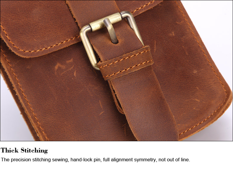 For You Leather LB62 กระเป๋าคาดเอว กระเป๋าคาดเข็มขัด กระเป๋าใส่มือถือ หนังแท้ ทรงตั้ง (น้ำตาล) LB62