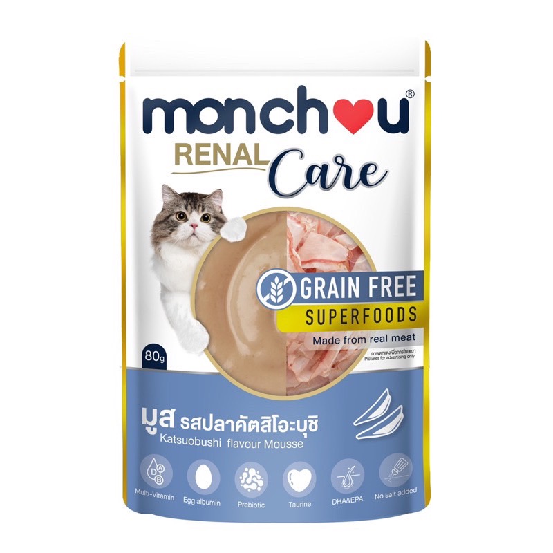 Monchou Grain Free RenalCare RC2 มูส รสปลาคัตสึโอะบูชิ 80 กรัม
