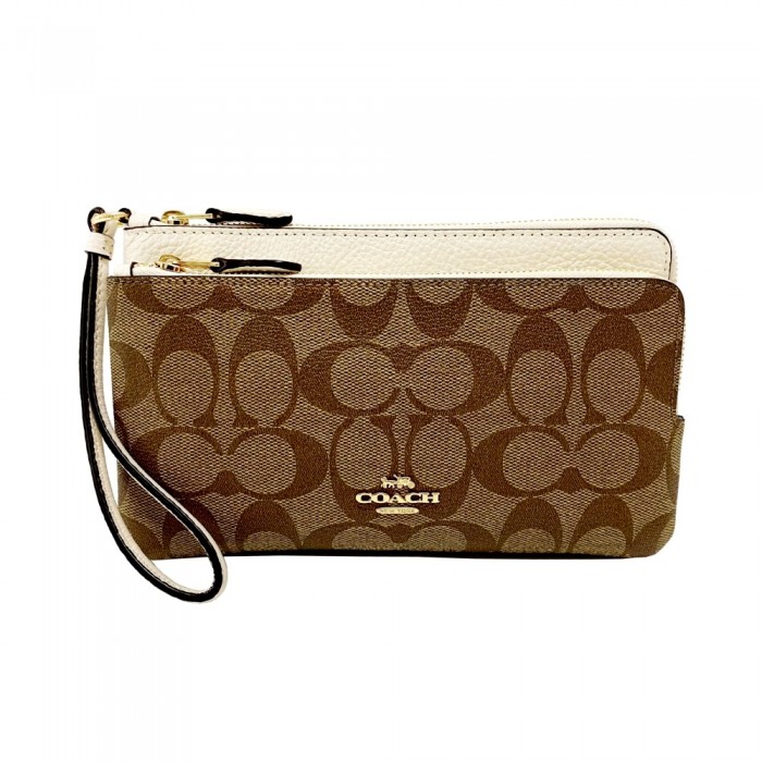 กระเป๋าสตางค์คล้องมือ COACH C5576 DOUBLE ZIP WALLET IN SIGNATURE CANVAS (IMDJ8)[C5576IMDJ8]