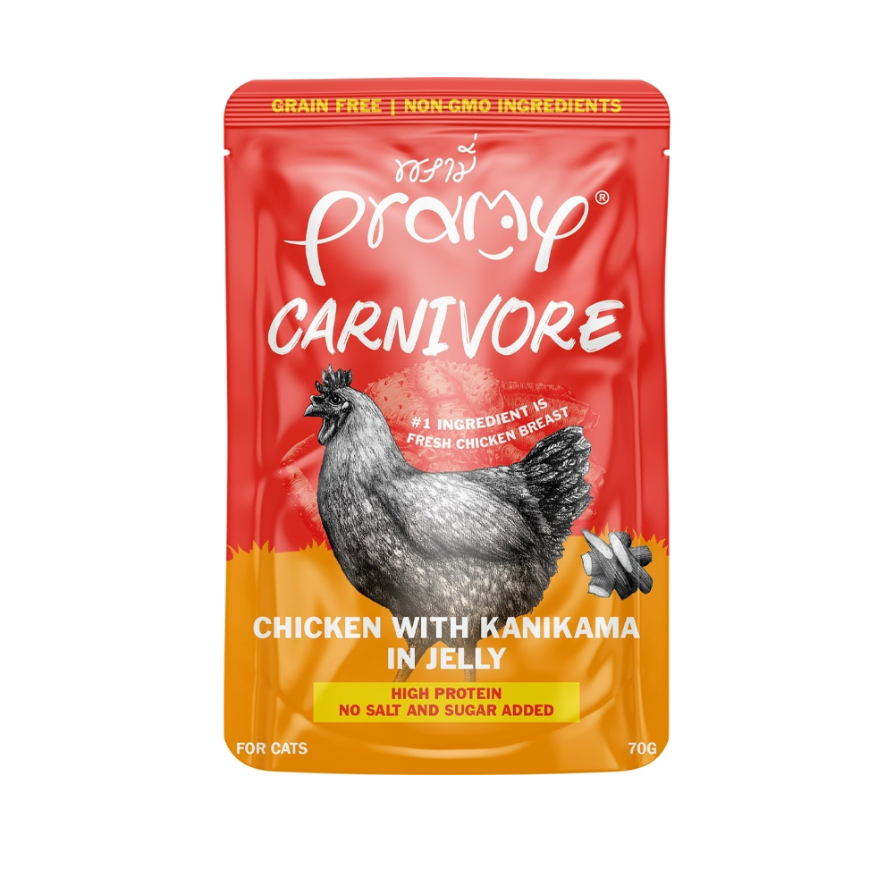 Pramy Carnivore CV8 ไก่กับปูอัดในเจลลี่ 70g.