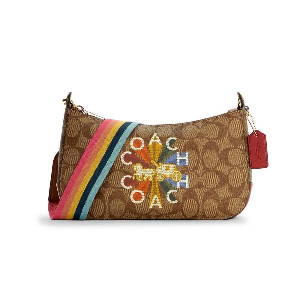 กระเป๋าสะพายข้าง COACH C6817 JES BAGUETTE IN SIGNATURE CANVAS WITH COACH RADIAL RAINBOW (IME7V) [C6817IME7V-MA]