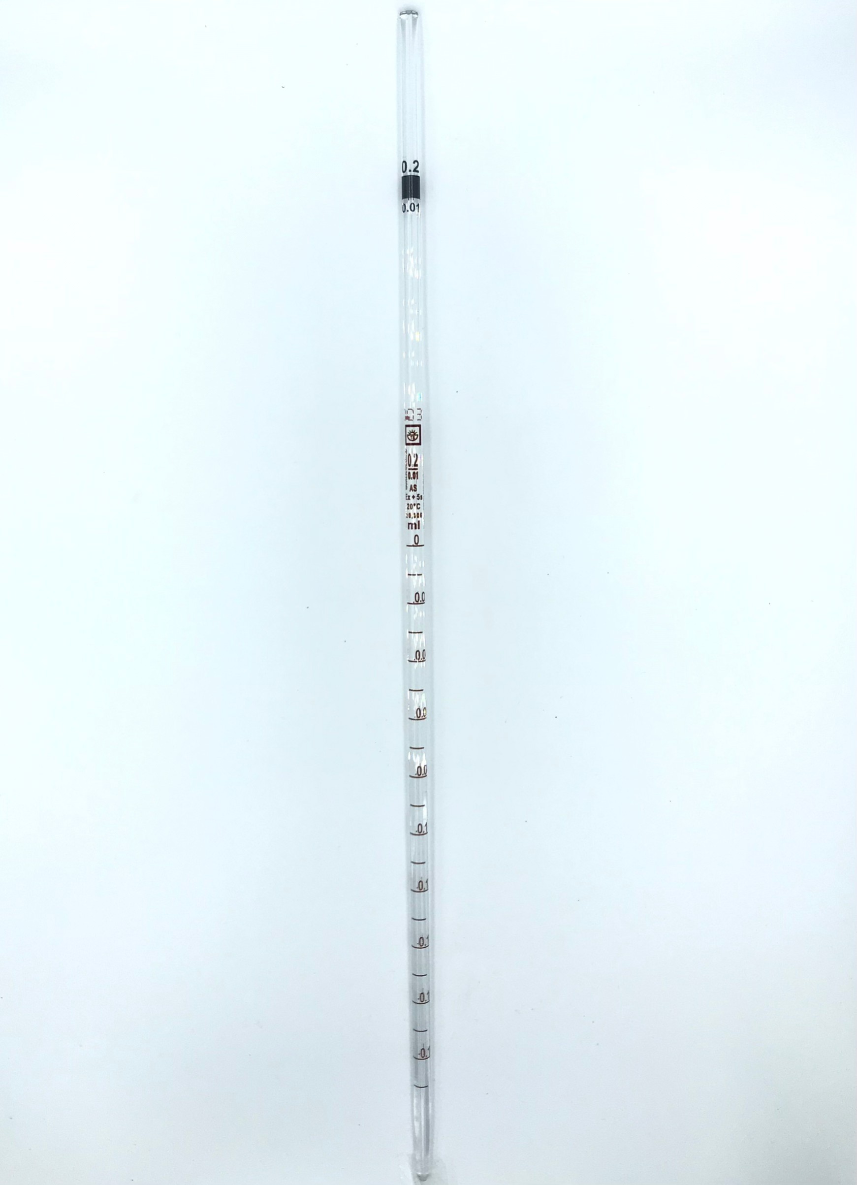 ปิเปตแก้วมีขีดปริมาตร 0.2 ml Graduated Pipette Class AS "Qualicolor" Czech