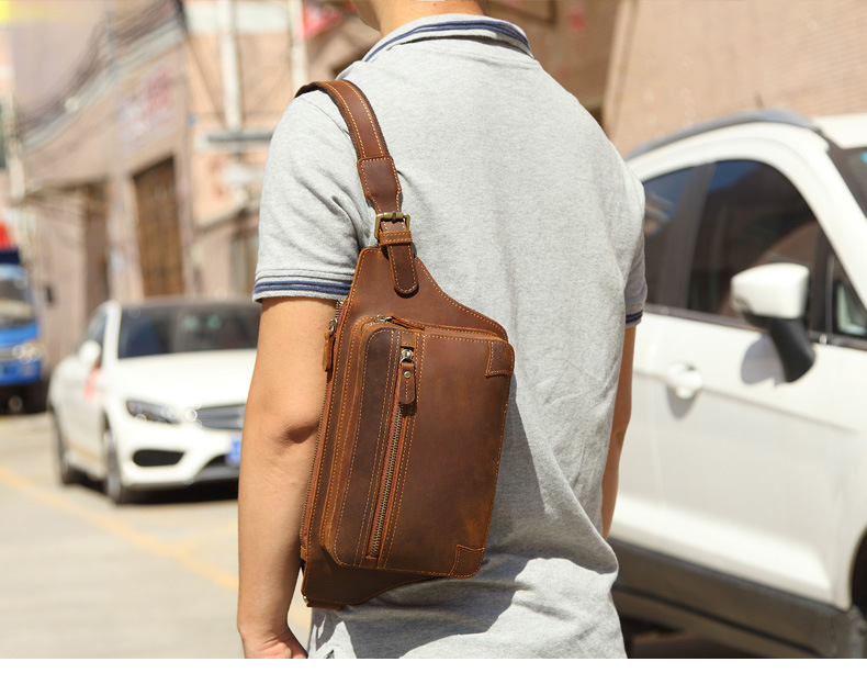 For You Leather LB45 กระเป๋าคาดอก คาดเอว ผู้ชาย หนังแท้ นูบัค ใบใหญ่ LB45