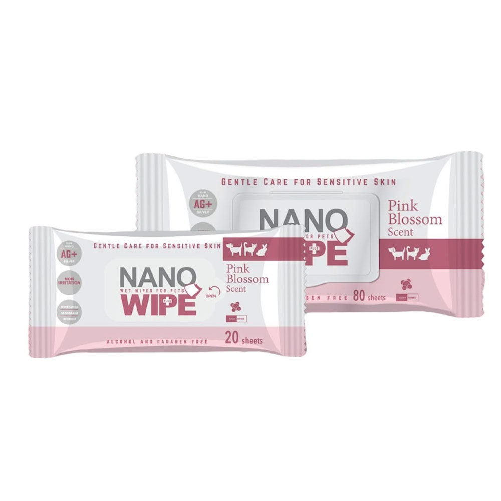 Nano Wipe ทิชชู่เปียกทำความสะอาดสัตว์เลี้ยง กลิ่นPinkBlossom