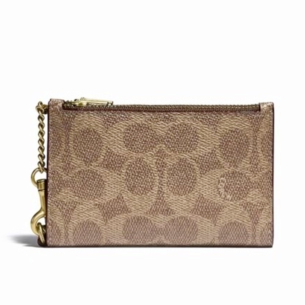 กระเป๋าคล้องมือ COACH C0847 ZIP CHAIN CARD CASE IN SIGNATURE CANVAS (B4NQ4) [C0847B4NQ4-MA]