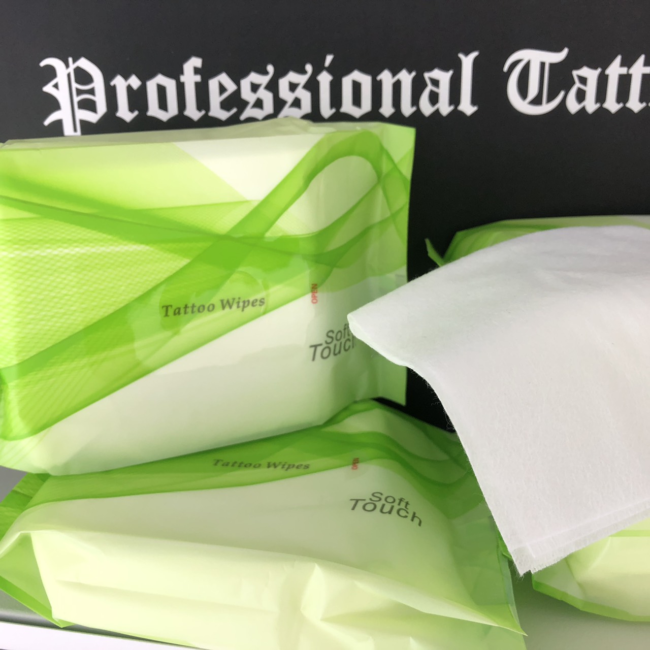 Professional Tattoo Tattoo Wipes ผ้าเช็ดแห้งทำความสะอาดระหว่างสัก Professional Tattoo Tattoo Aftercare Wipes White 20X20 cm