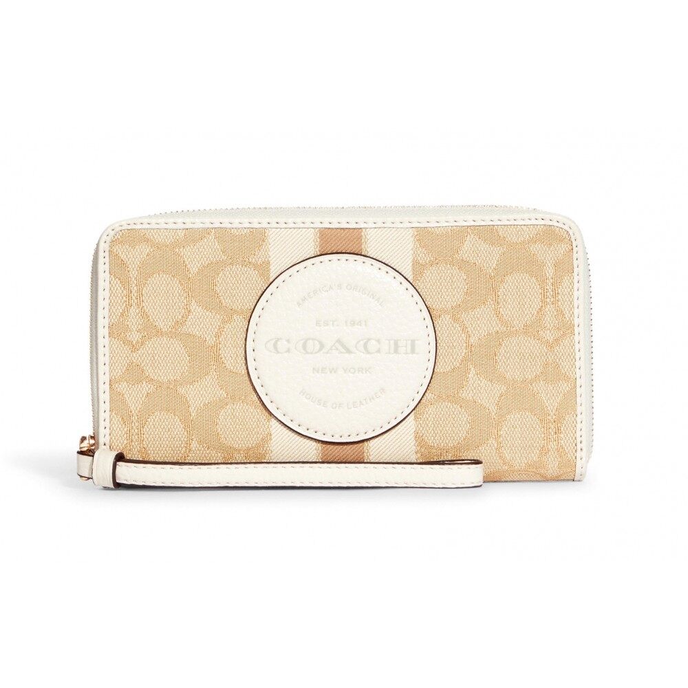 กระเป๋าสตางค์คล้องมือ COACH C9073 DEMPSEY LARGE PHONE WALLET IN SIGNATURE JACQUARD WITH STRIPE AND COACH PATCH (IMDQC) [C9073IMDQC-MA]