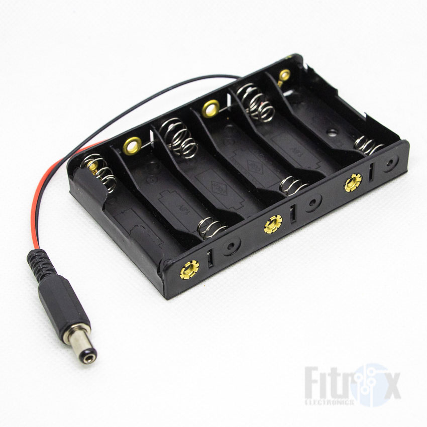 6xAA Holder w/ Jack รางถ่าน AA พร้อมหัวต่อ 5.5x2.5mm.