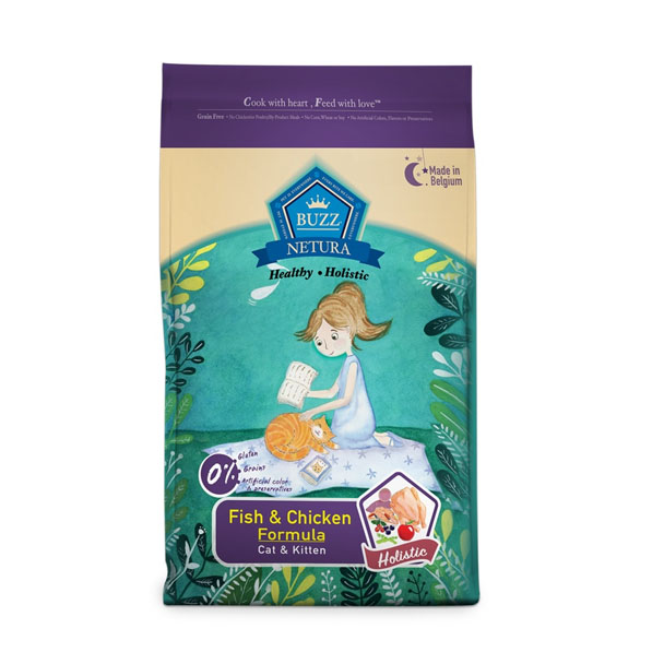 Buzz Holistic แม่และลูกแมว ปลาและเนื้อไก่ 1 Kg