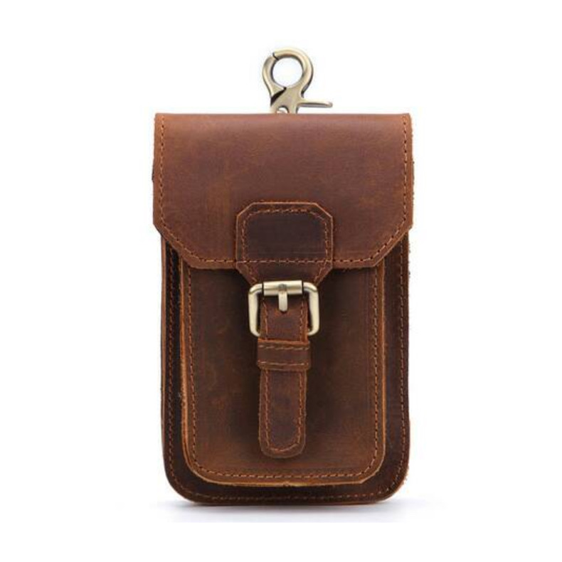 For You Leather LB22 กระเป๋าคาดเอว ร้อยเข็มขัด ใส่มือถือ หนังนูบัค เกรดพรีเมียม (น้ำตาล) LB22