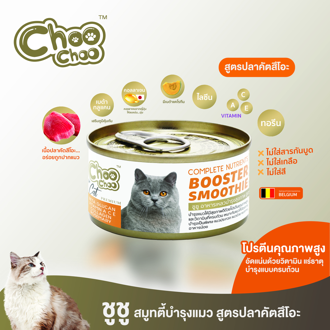 Choo Choo Booster Smoothie สูตรปลาคัตสึโอะ บำรุงพิเศษ 80g. ส้ม