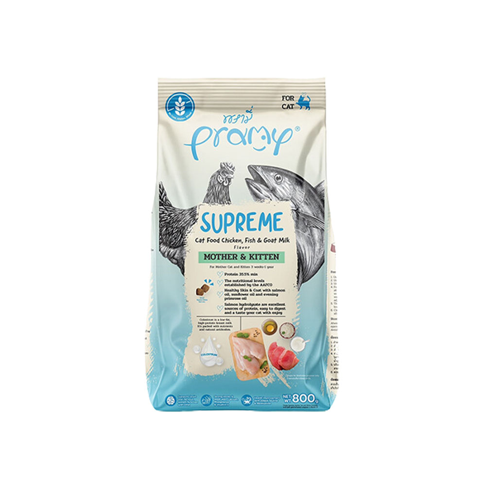 Pramy Supreme Mother & Kitten - ไก่-ปลาและนมแพะ 800 G. (ฟ้า)
