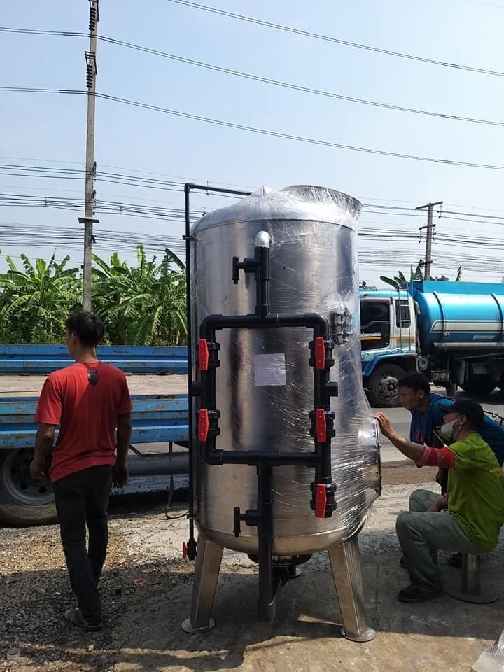 ถังกรองสแตนเลส 48 นิ้ว สูง 150 ซม. เส้นผ่าศูนย์กลาง 120 ซม. หนา 3 มม.