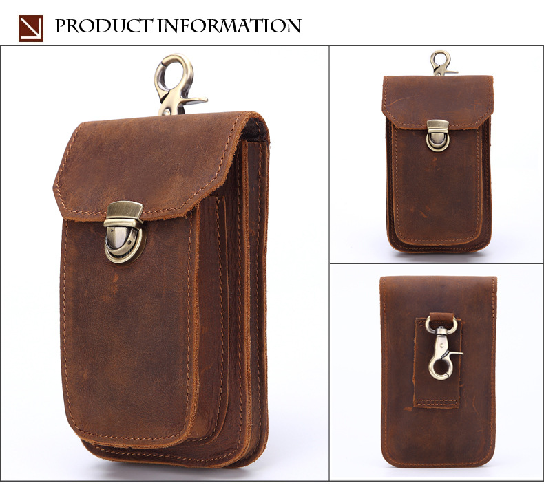 For You Leather LB23 กระเป๋าคาดเอว ร้อยเข็มขัด ใส่มือถือ หนังนูบัค เกรดพรีเมียม (น้ำตาล) LB23