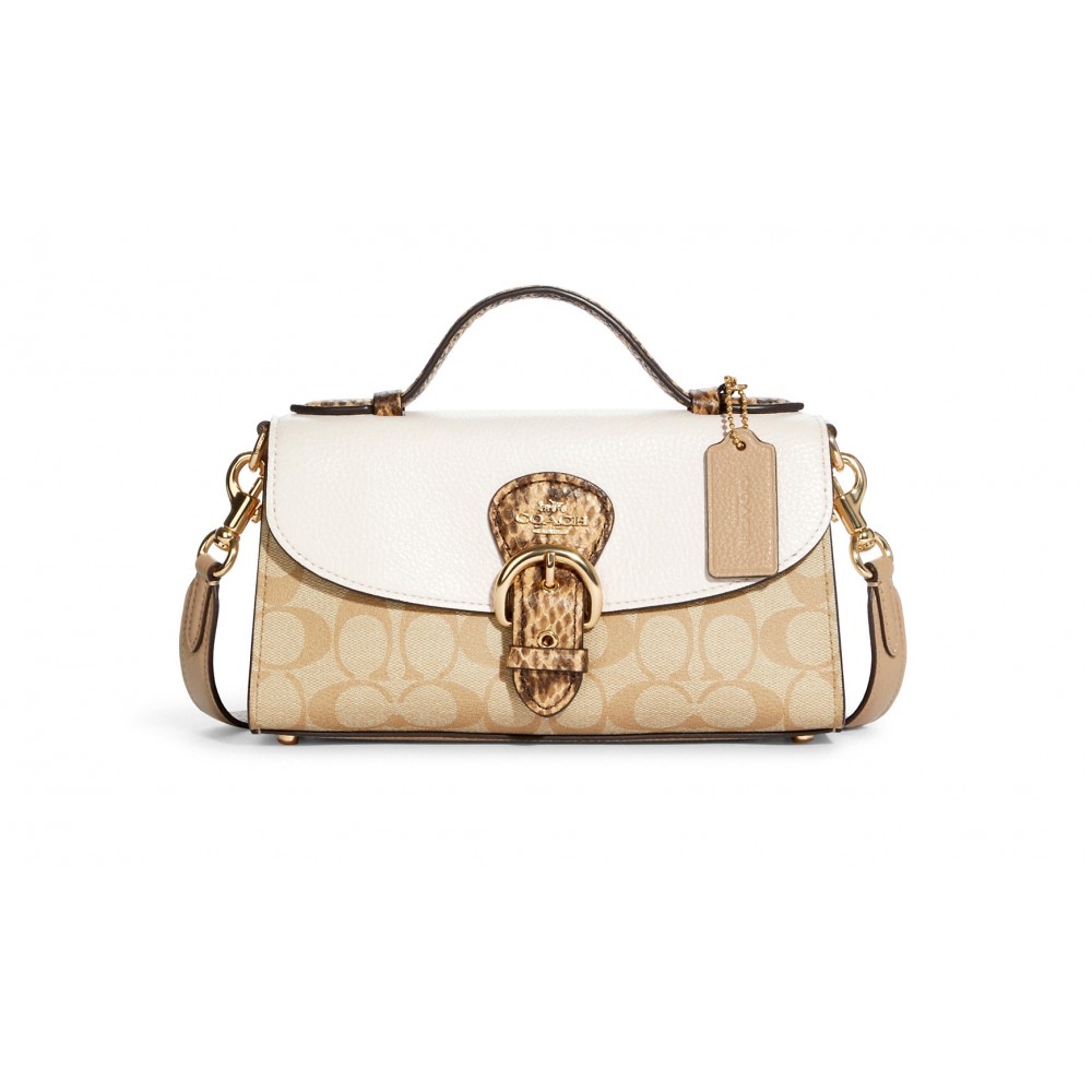 กระเป๋าสะพายข้าง COACH CA427 KLEO TOP HANDLE IN BLOCKED SIGNATURE CANVAS (IMOTV)[CA427IMOTV]