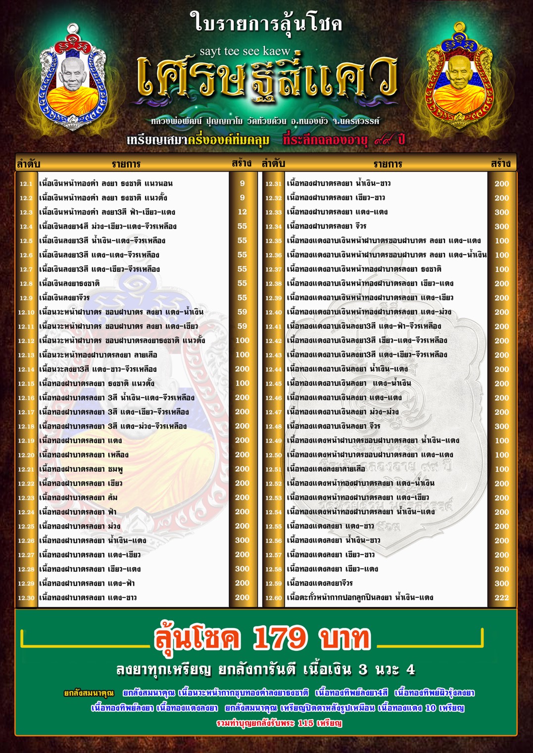 ปิดจอง 15 ก.ค เหรียญเสมา รุ่น เศรษฐีสี่แคว หลวงพ่อพัฒน์ วัดห้วยด้วน