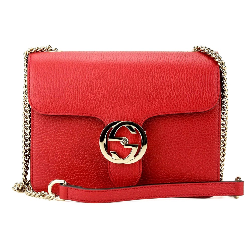 GUCCI GG INTERLOCKING SMALL SHOULDER BAG (RED) [510304CAO0G6420-MA]