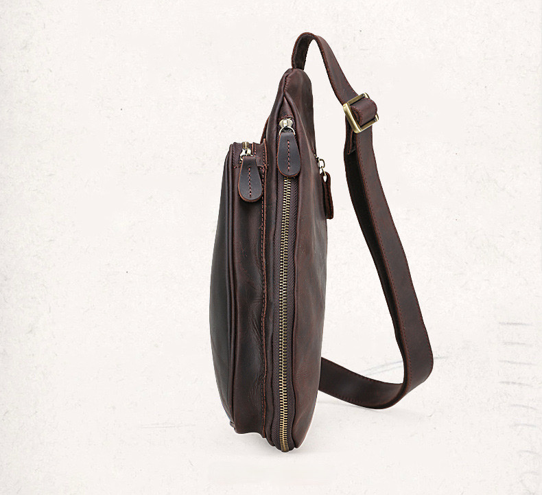 For You Leather LB48 กระเป๋าคาดอก กระเป๋าสะพายพาดลำตัว กระเป๋าผู้ชายหนังแท้ ทรงน้ำเต้า LB48